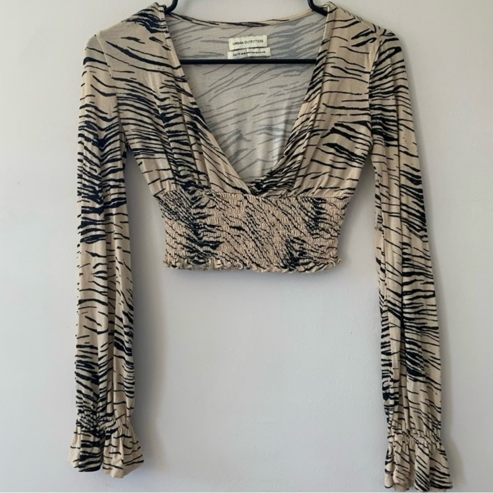 Urban Outfitters Black and Tan Animal Print Crop Top